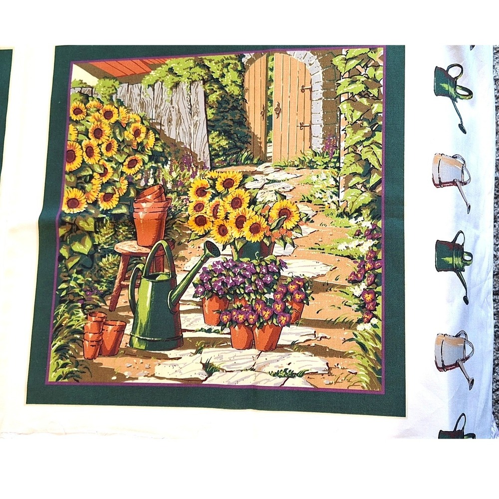 Astro Textile Corp Garden Sunflowers Potting Shed Cotton Fabric Panel 4 Scenes